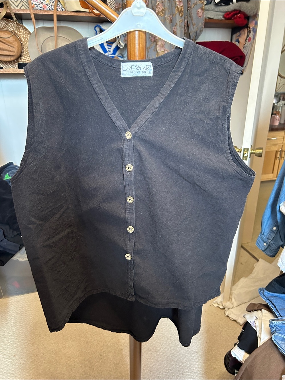 2. Vintage Crinkle Cotton button down vest